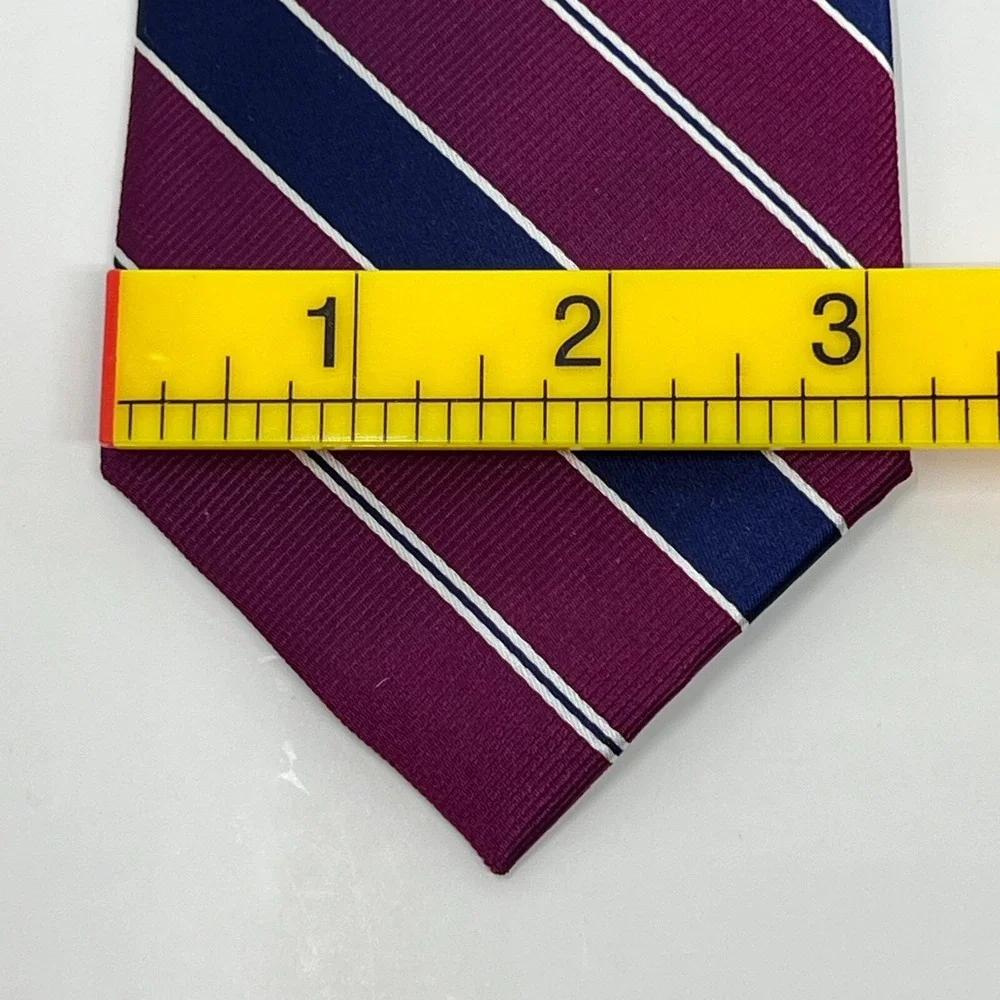 Tommy Hilfiger Men's 100% Silk Tie Stripe Burgundy/Deep Violet/White Vintage NWT